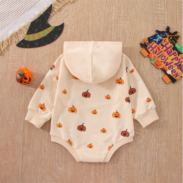 Baby Pumpkin Print Pattern Romper Costume Sweatshirt-155