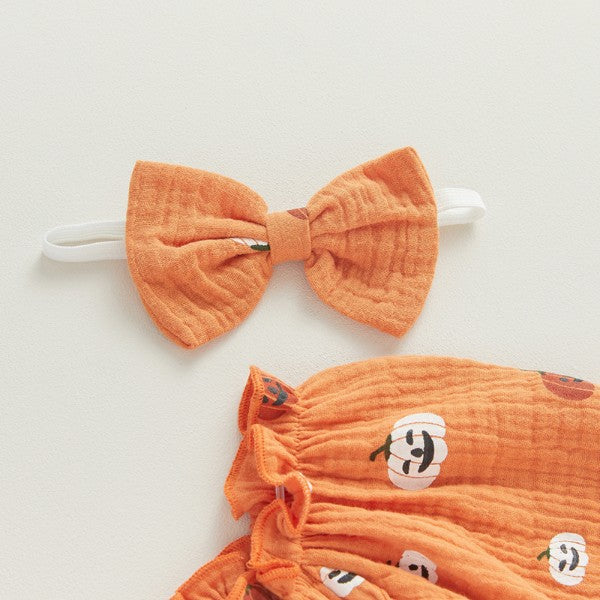 Baby Pumpkin Pattern Gauze Romper Costume-156