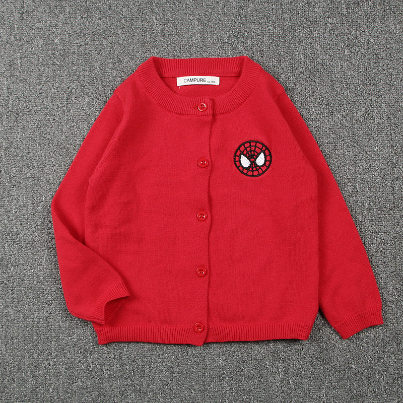 Boys Superhero Cartoon Knit Cardigan-274