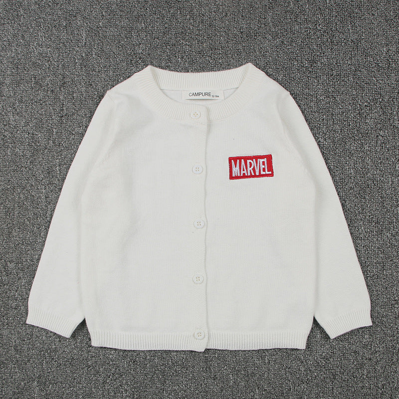 Boys Superhero Cartoon Knit Cardigan-274