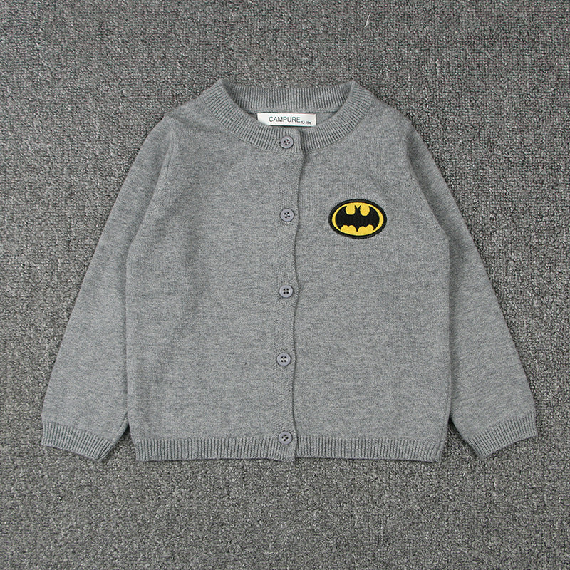 Boys Superhero Cartoon Knit Cardigan-274