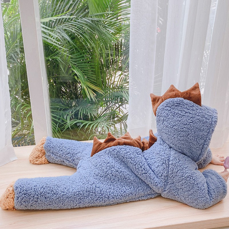 Baby Dinosaur Flannel Romper Infant Jumpsuit Winter Outfit-115
