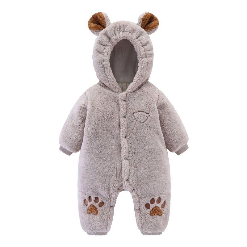 Baby Bear Flannel Romper Infant Jumpsuit Winter Outfit-122