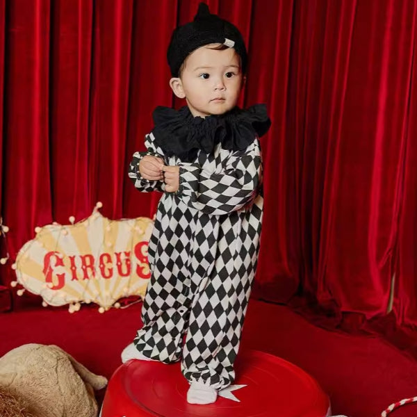 Baby Halloween Costume – Diamond-Harlequin Joker Romper With Hat-108
