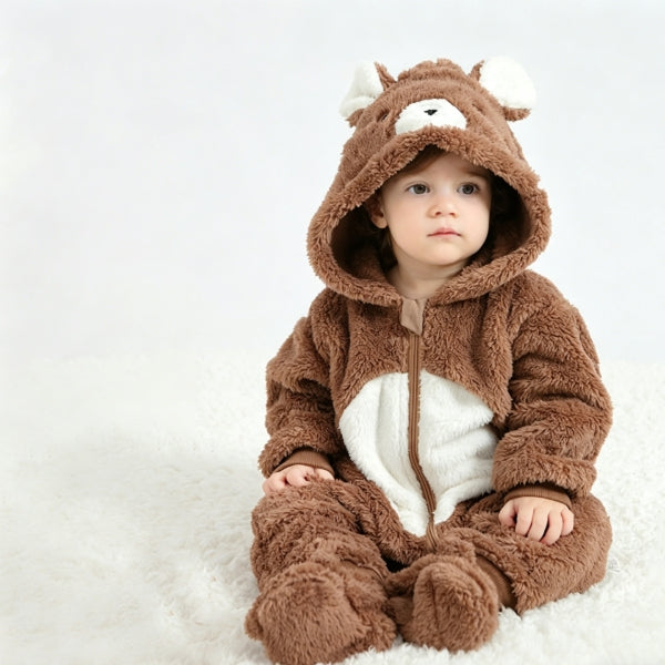 Baby Toddler Fluffy Animal Jumpsuit | Winter Coat & Halloween Costume-211