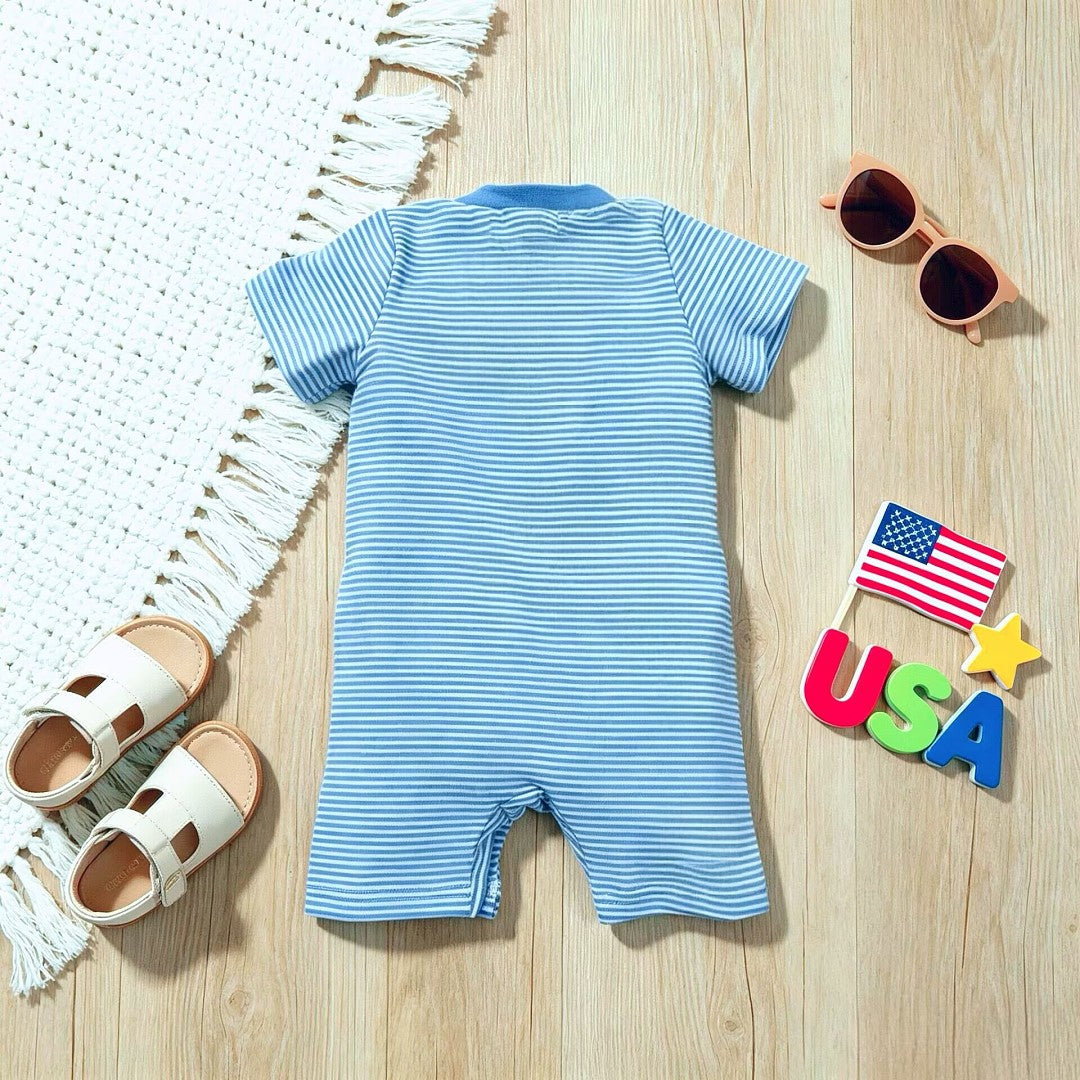 U.S. Independence Day Baby Flag Popsicle Embroidered Short-Sleeve Romper-440