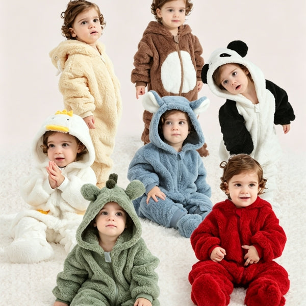 Baby Toddler Fluffy Animal Jumpsuit | Winter Coat & Halloween Costume-211