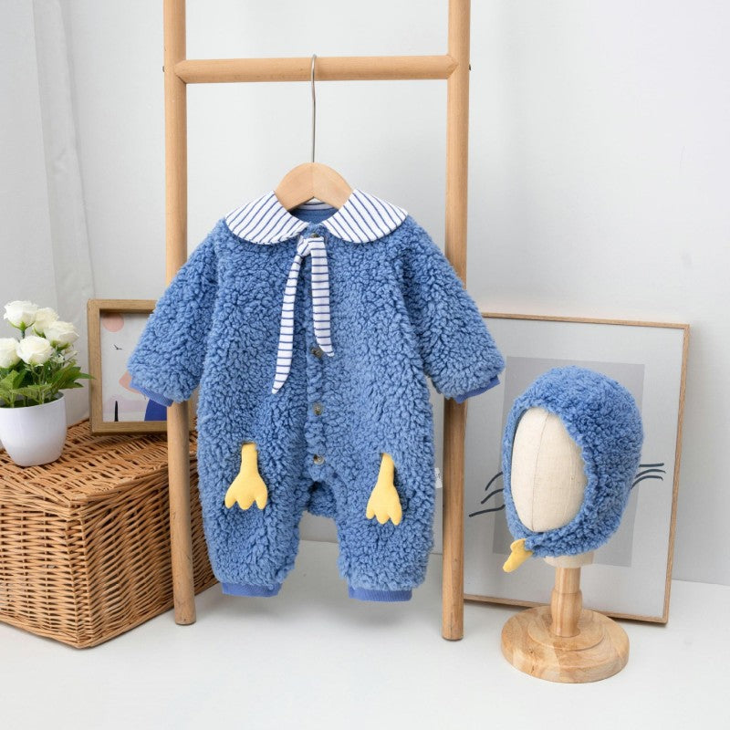 Baby Goose Flannel Romper Infant Jumpsuit Winter Outfit-123