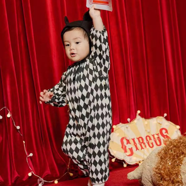 Baby Halloween Costume – Diamond-Harlequin Joker Romper With Hat-108