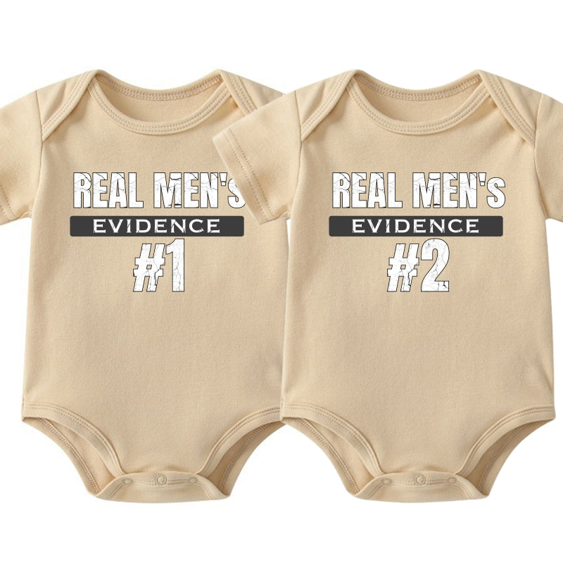 "Real Man's Evidence" Twin Baby Onesie Set | Dad & Baby Matching | 0-24M
