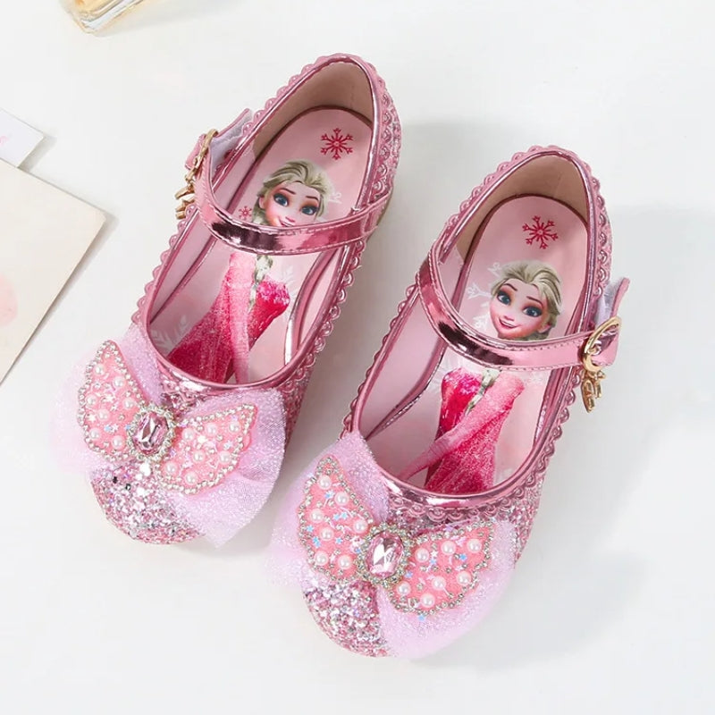 Princess Sandals Girls Heels Shoes With Bow - 191