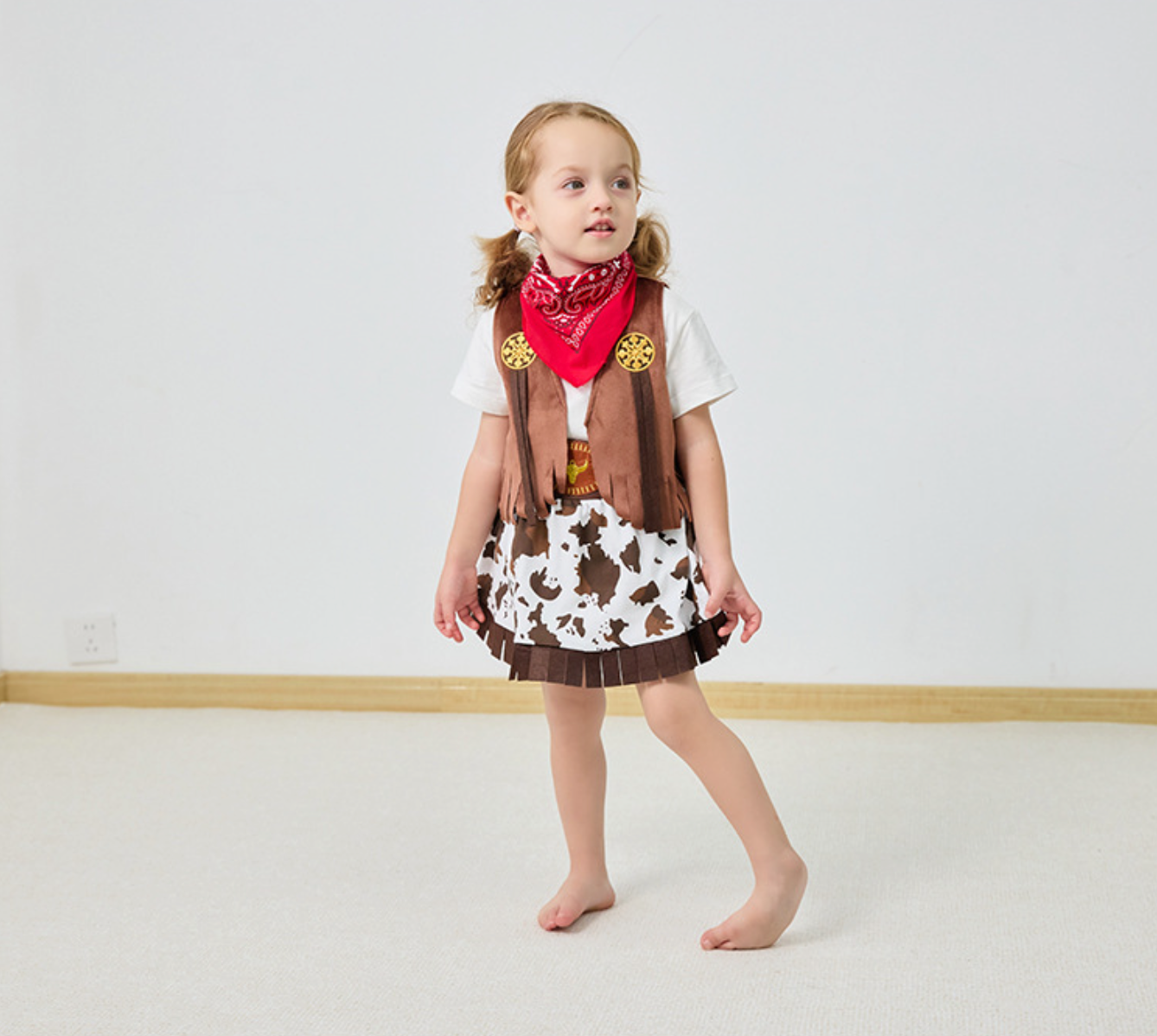 Cowboy Skirt Set for Girls, Vest Set, 4-Piece Set-360