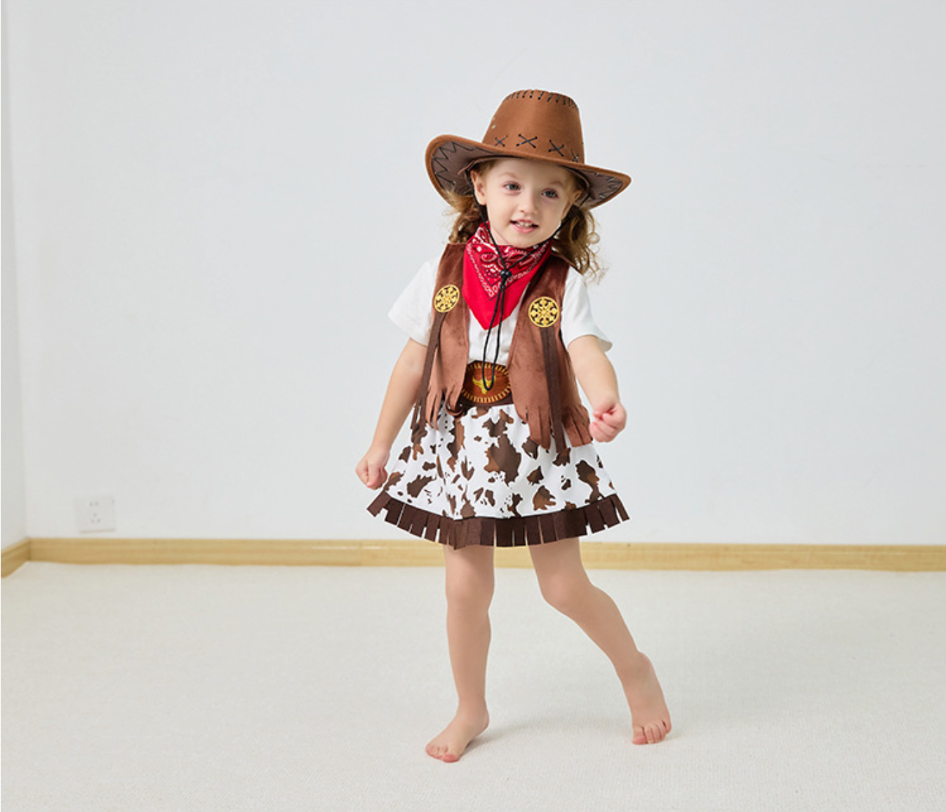 Cowboy Skirt Set for Girls, Vest Set, 4-Piece Set-360