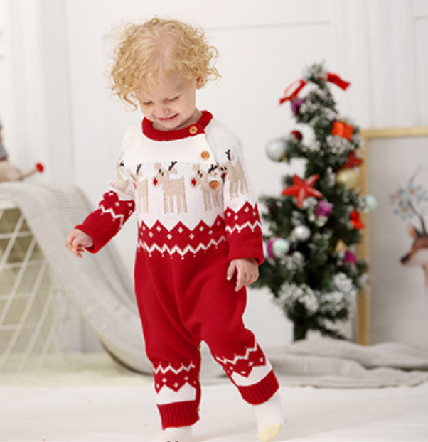 Baby Christmas Knit Onesie-496