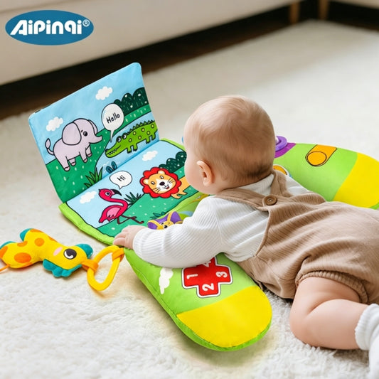 Baby Tummy Time Pillow | Montessori Early Learning Toy with Mirror & Teether-12