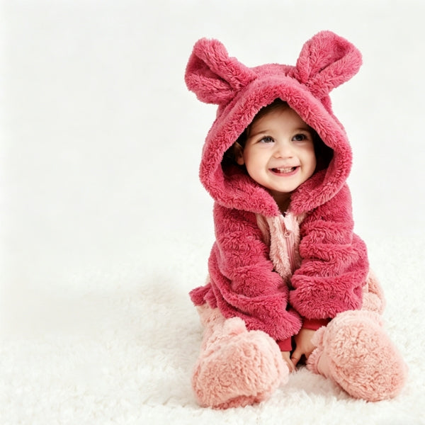 Baby Toddler Fluffy Animal Jumpsuit | Winter Coat & Halloween Costume-211