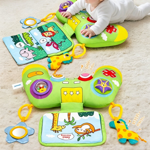 Baby Tummy Time Pillow | Montessori Early Learning Toy with Mirror & Teether-12