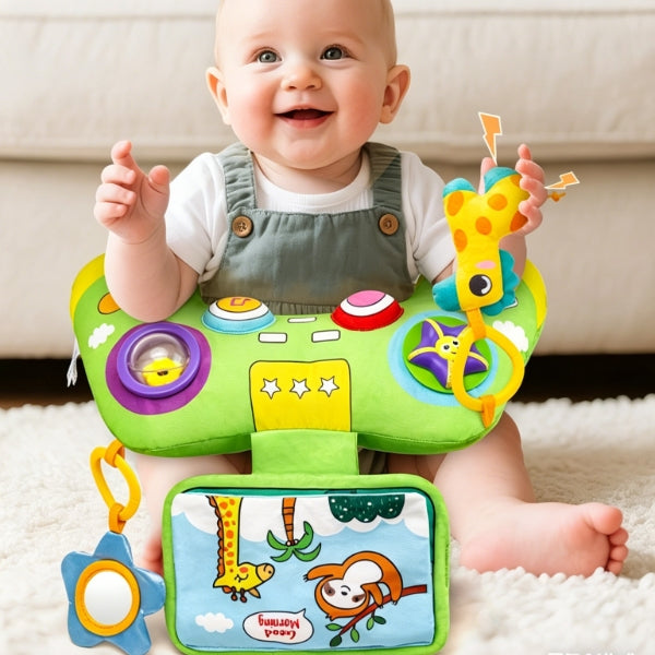 Baby Tummy Time Pillow | Montessori Early Learning Toy with Mirror & Teether-12