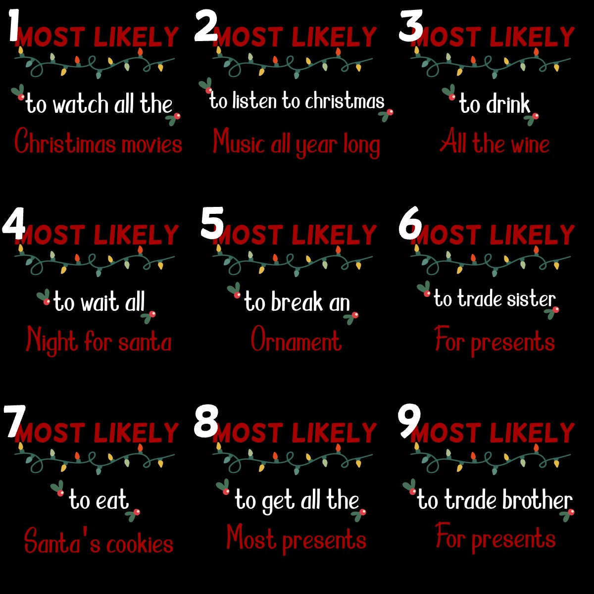 Family Matching T-shirt Baby Onesie "MOST LIKELY" Christmas-246