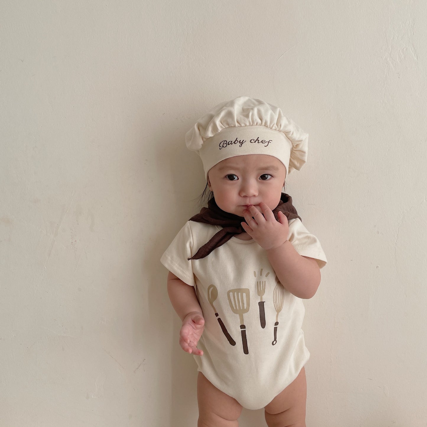 Baby Chef Costume Onesie Set with Hat & Neckcloth – Infant Role Play Outfit-65