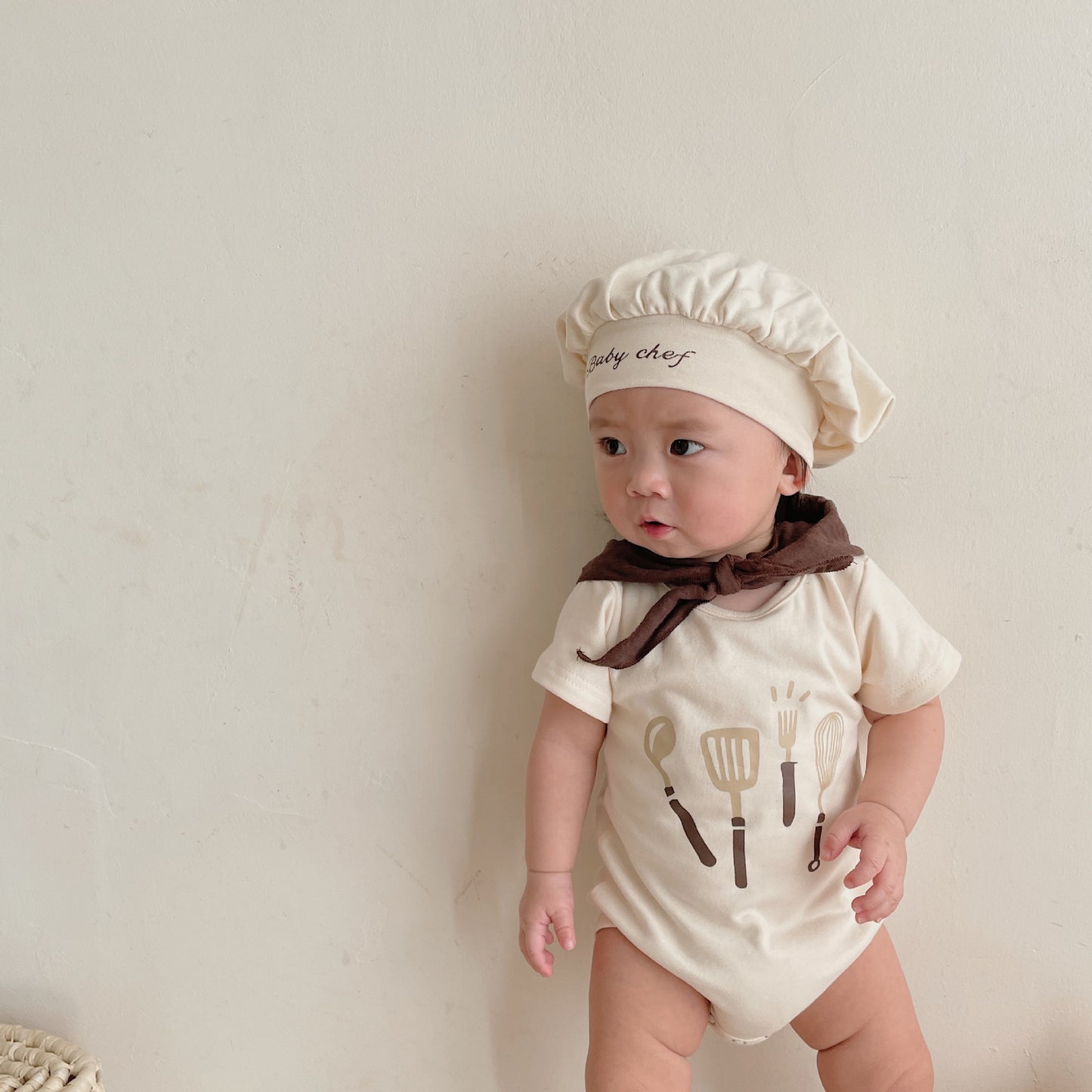 Baby Chef Costume Onesie Set with Hat & Neckcloth – Infant Role Play Outfit-65