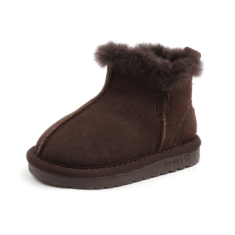 Children Genuine Leather Snow Fur Boots-295