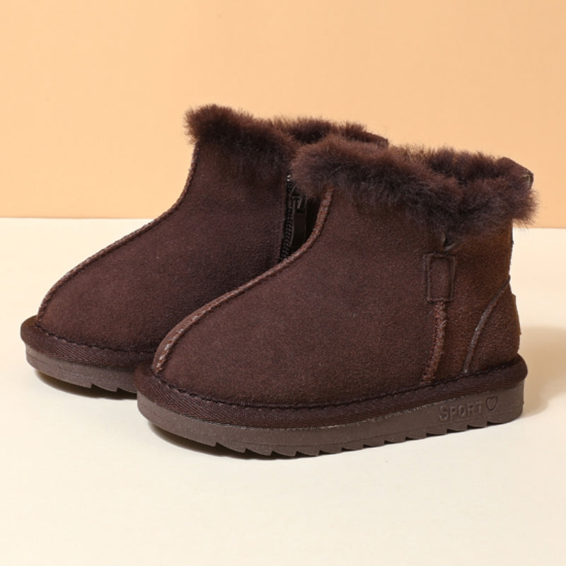 Children Genuine Leather Snow Fur Boots-295