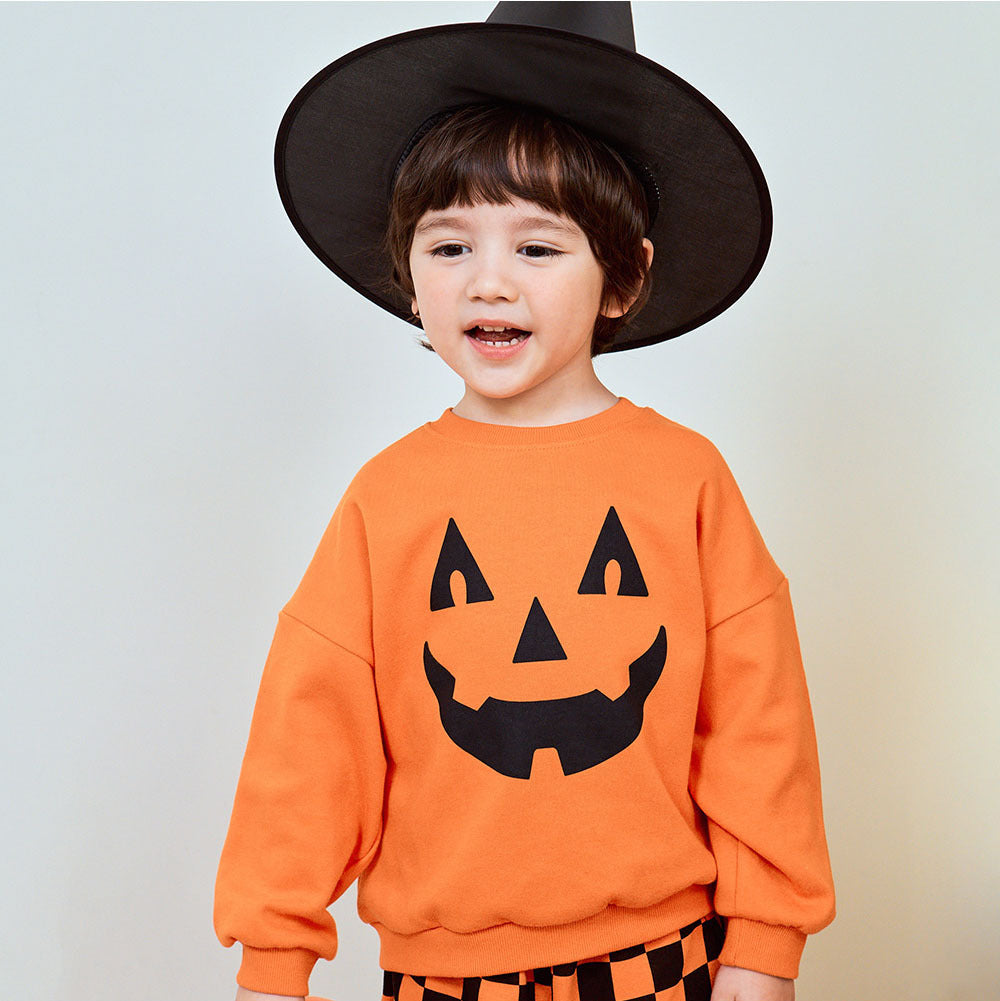 Toddler Halloween Pumpkin Face Sweatshirt Set-157
