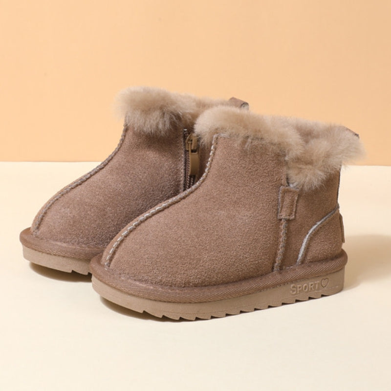 Children Genuine Leather Snow Fur Boots-295