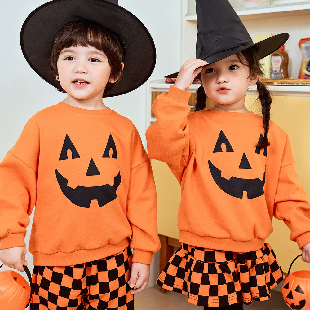 Toddler Halloween Pumpkin Face Sweatshirt Set-157