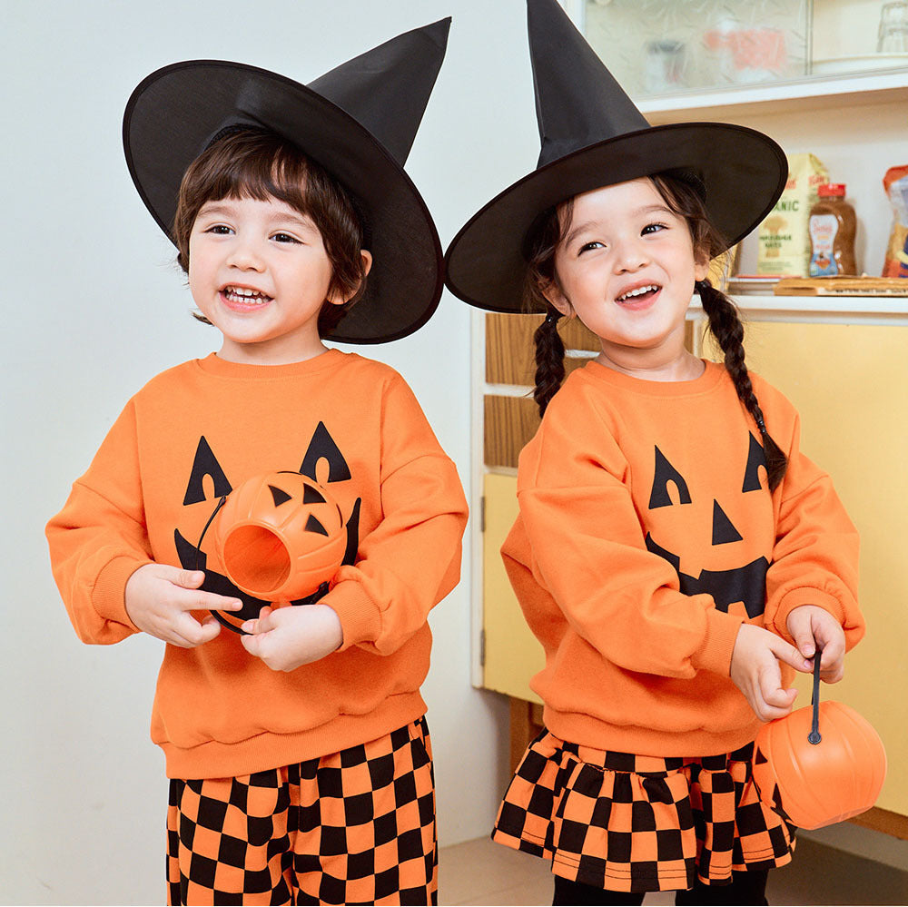 Toddler Halloween Pumpkin Face Sweatshirt Set-157