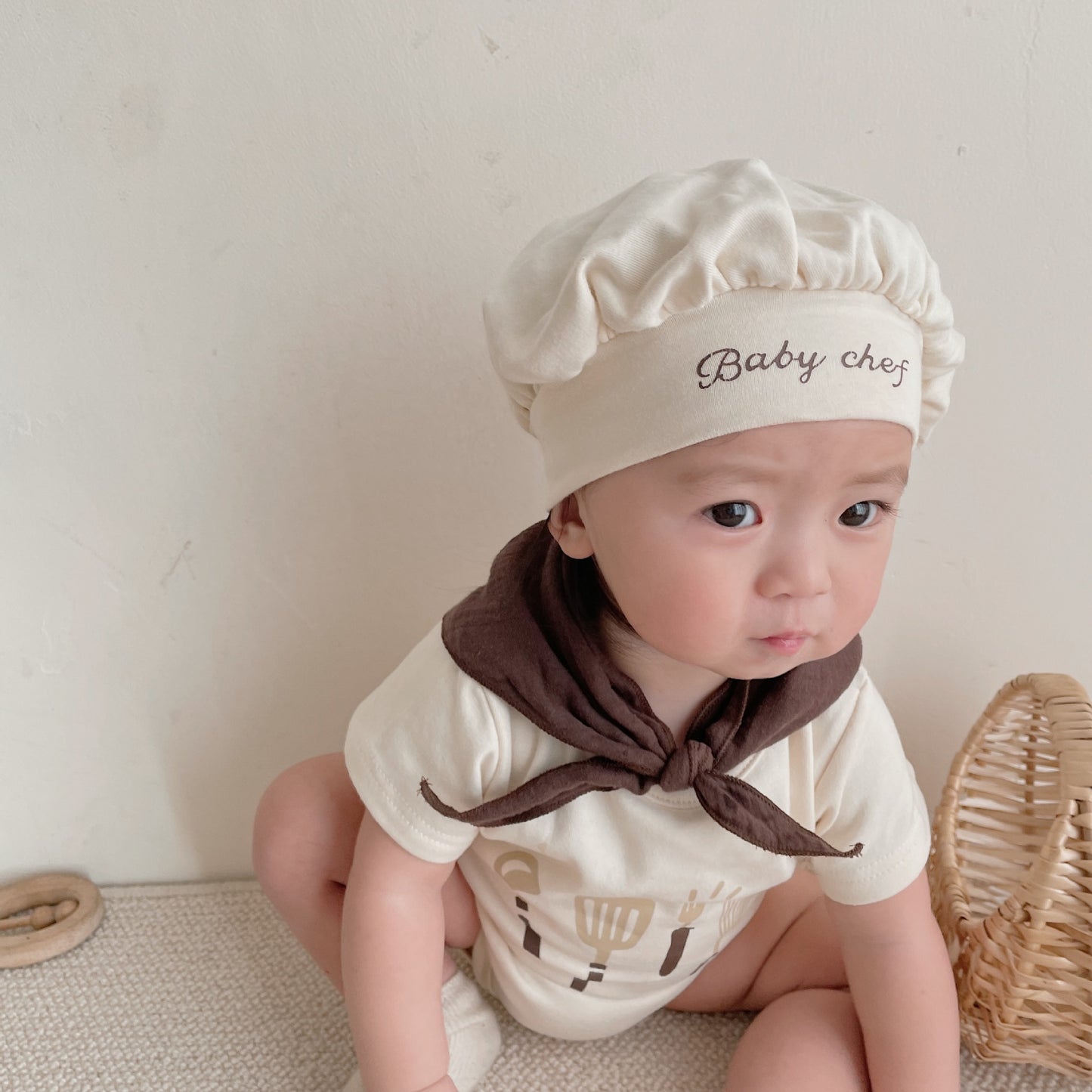 Baby Chef Costume Onesie Set with Hat & Neckcloth – Infant Role Play Outfit-65
