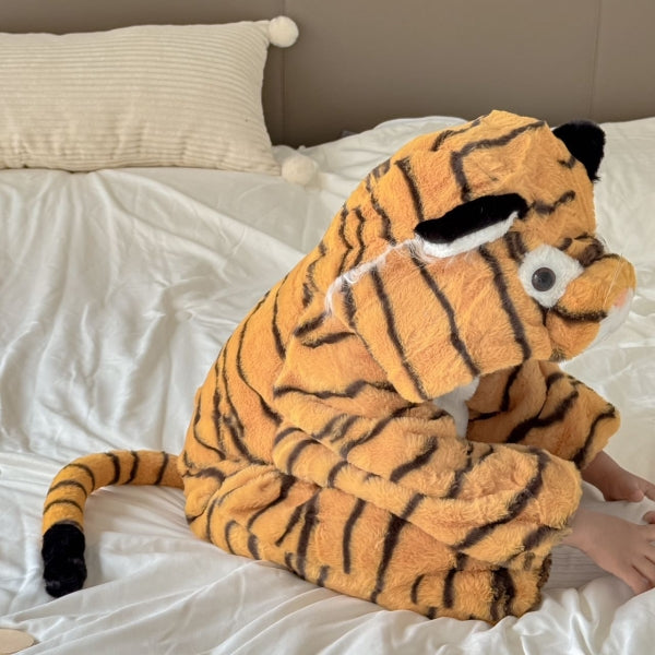 Baby Tiger Costume Winter One-Piece Outfit with Hood – Premium Fleece Zip-Up Onesie-124
