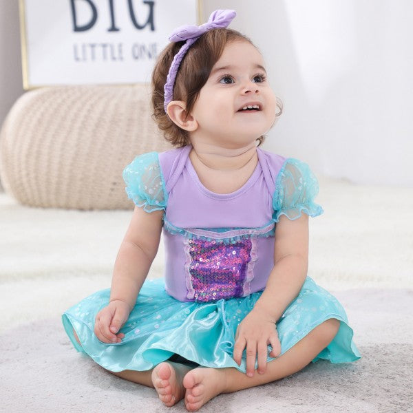 Mermaid Baby Girl Princess Onesie Dress Costume-176, Lilac / 12-18M Mermaid Baby Girl Princess Onesie Dress Costume-176, Lilac / 12-18M