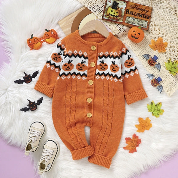 Baby Knit Pumpkin Jumpsuit Sweater – Halloween Costume-148