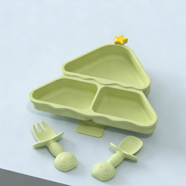 Baby Feeding Tableware: Plate, Spoon, and Fork 3-Piece Set-350