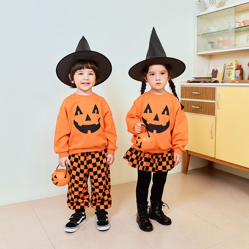 Toddler Halloween Pumpkin Face Sweatshirt Set-157