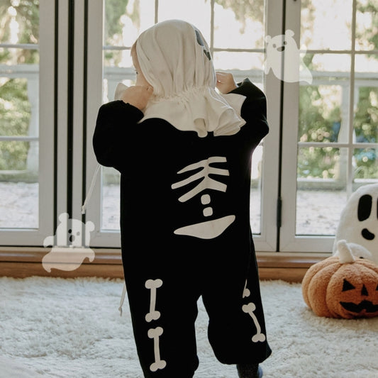 Baby Halloween Costume – Retro Skeleton Onesie with Devil Cape Set-283