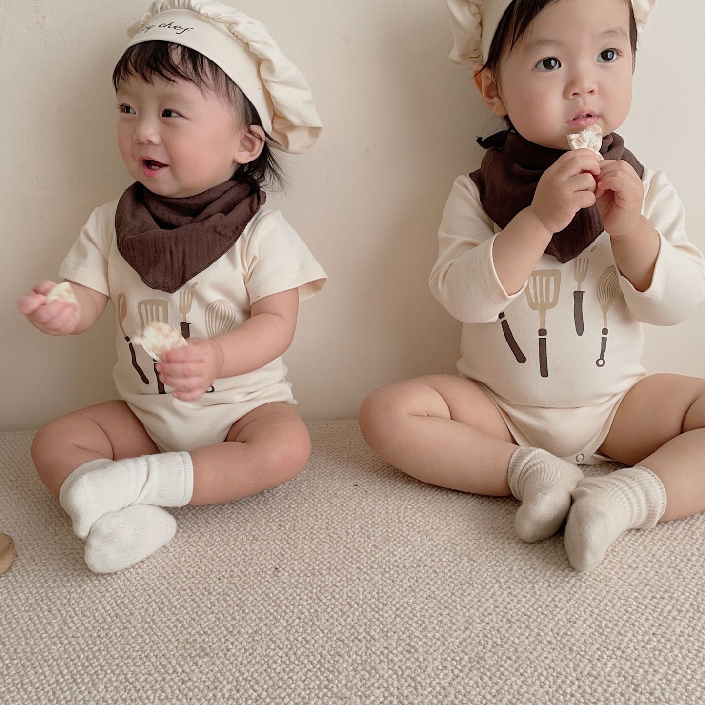 Baby Chef Costume Onesie Set with Hat & Neckcloth – Infant Role Play Outfit-65