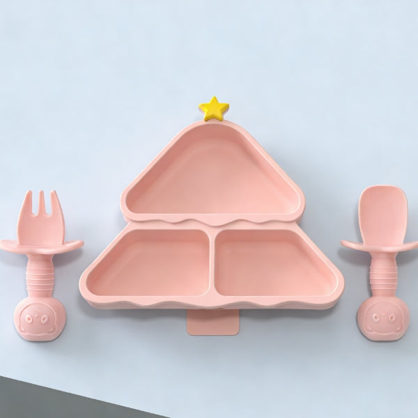 Baby Feeding Tableware: Plate, Spoon, and Fork 3-Piece Set-350