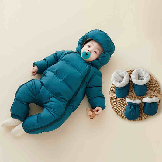 Newborn Baby Hoodie Down Puffy Jumpsuit Pram Snuggly Snow Suit-96