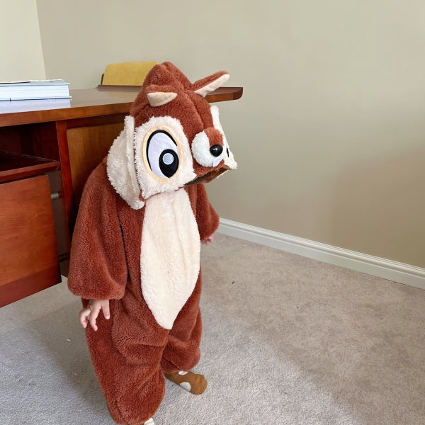 Baby Squirrel Costume Flannel Winter Onesie with Hood – Premium Zip-Up Romper-293