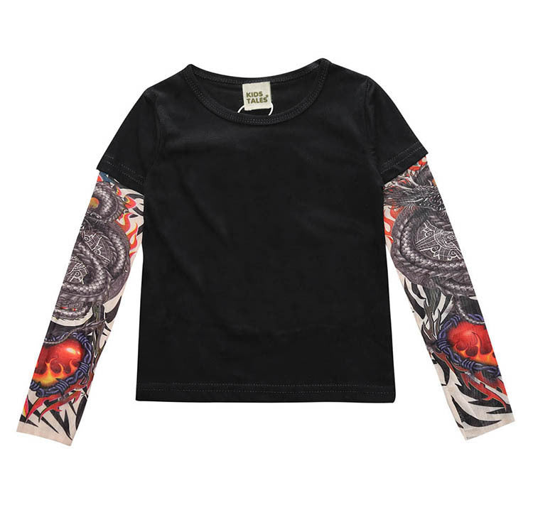 Kids Tattoo Long Sleeve Shirt | Girls Boys Rock T-Shirt-126