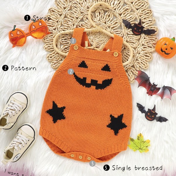 Baby Knitted Romper Pumpkin Overalls-177