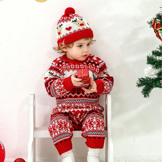 Baby Knitted Christmas Sweater Jumpsuit with Hat -178