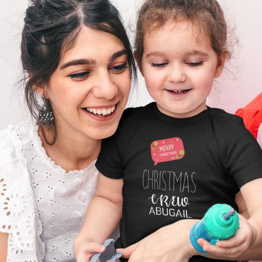 Custom Name Baby Onesie Kids T-shirt Christmas Crew-254