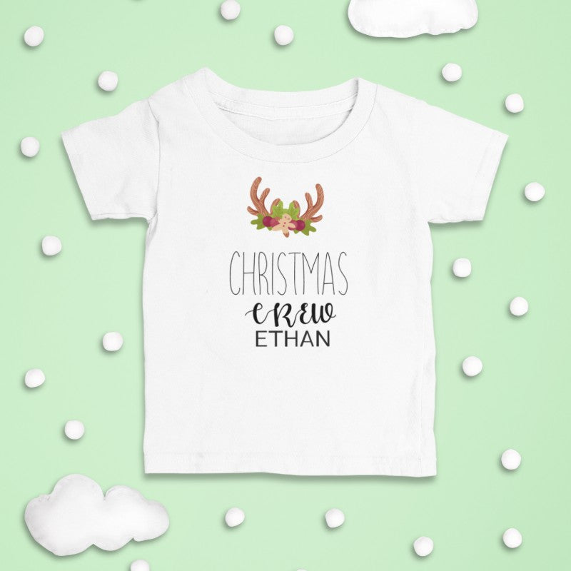 Custom Name Christmas Crew T-shirt Baby Onesie-254