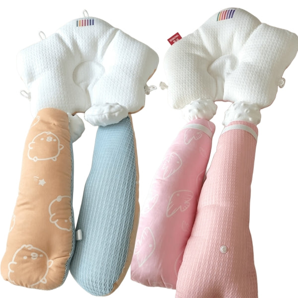 Baby Head Shaping Pillow Set | Starfish Flat Head Pillow + Bolster Body Pillow
