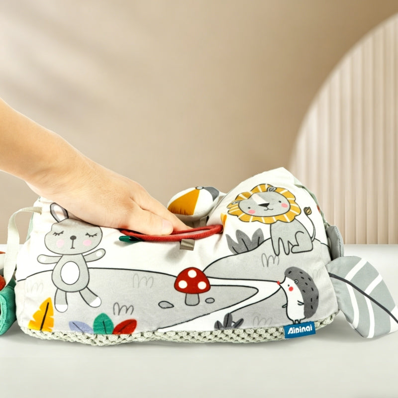 Baby Tummy Time Pillow 3D Sensory Toy | After-Feeding Head Lifting & Gas Relief Support for Newborns 2M+ -260