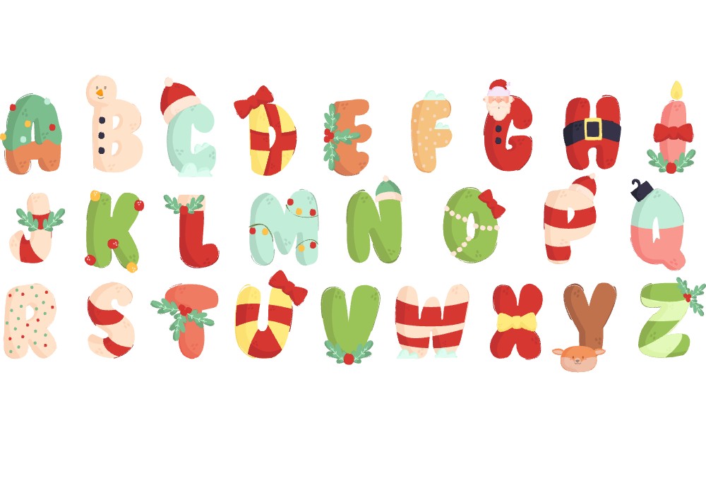 Custom Name Kids T-shirt Christmas Alphabet-236